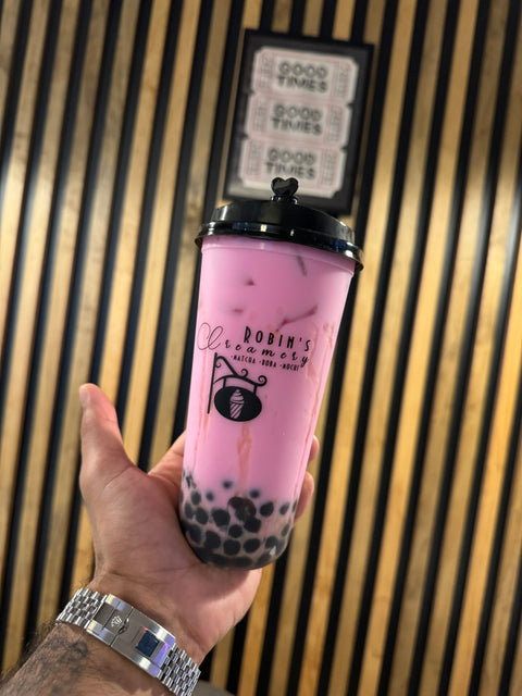 Sakura Boba Milk Tea w Honey Drizzle