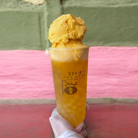 Mango Refresher w Mango Popping Boba & Mango Sorbet